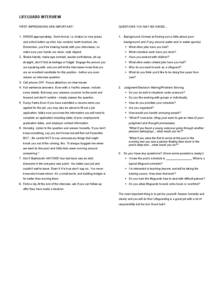 LIFEGUARD Interview PDF