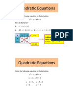 Quadratic Equations: X X X X X X