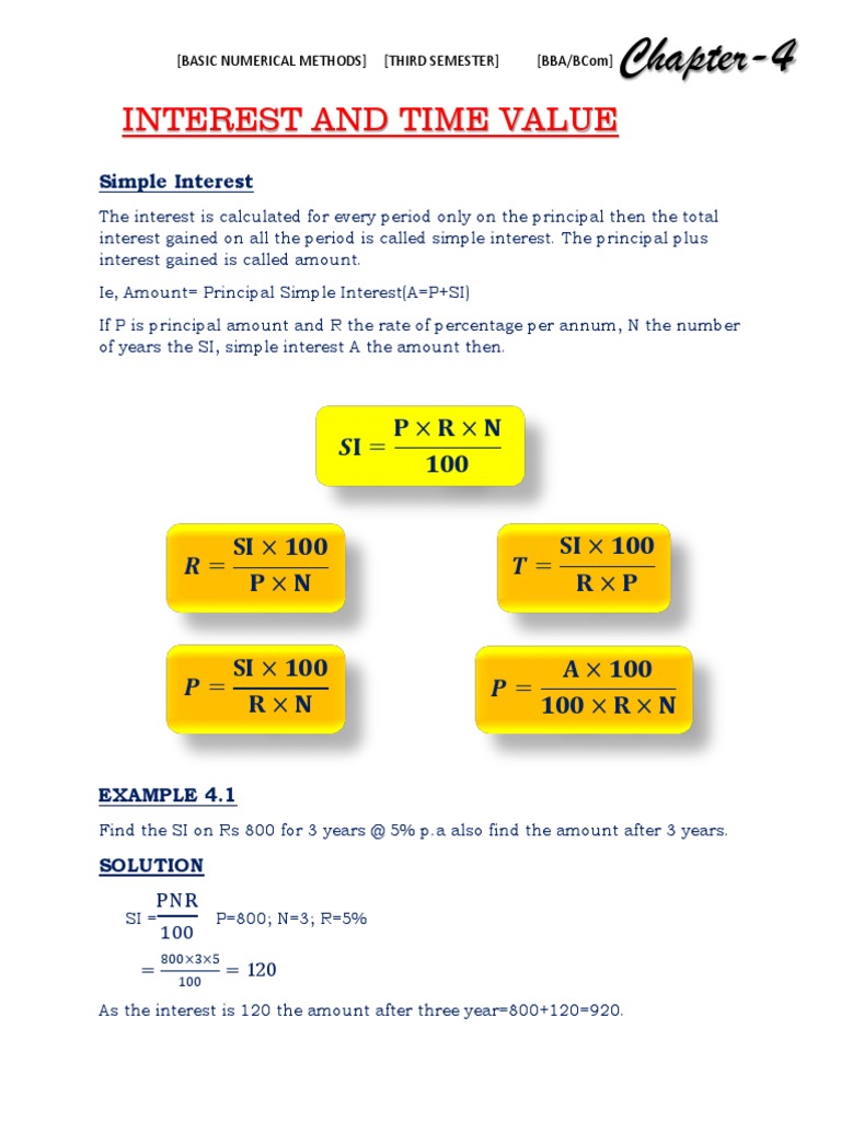 Chapter 4 interest and time value pdf interest compound interest