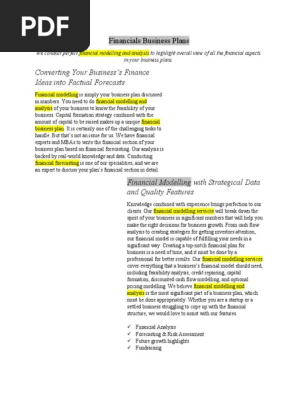 Financials Business Plans