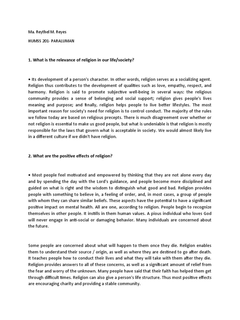 The Impact of Religion on Society and Life | PDF | Good And Evil ...