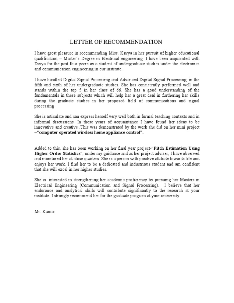 Letter of Recommendation Sample 1 | PDF | Career &amp; Growth