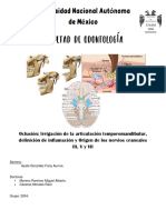 Irrigación de La Articulación Temporomandibular, Definición de Inflamación y Origen de Los Nervios Craneales III, V y VI