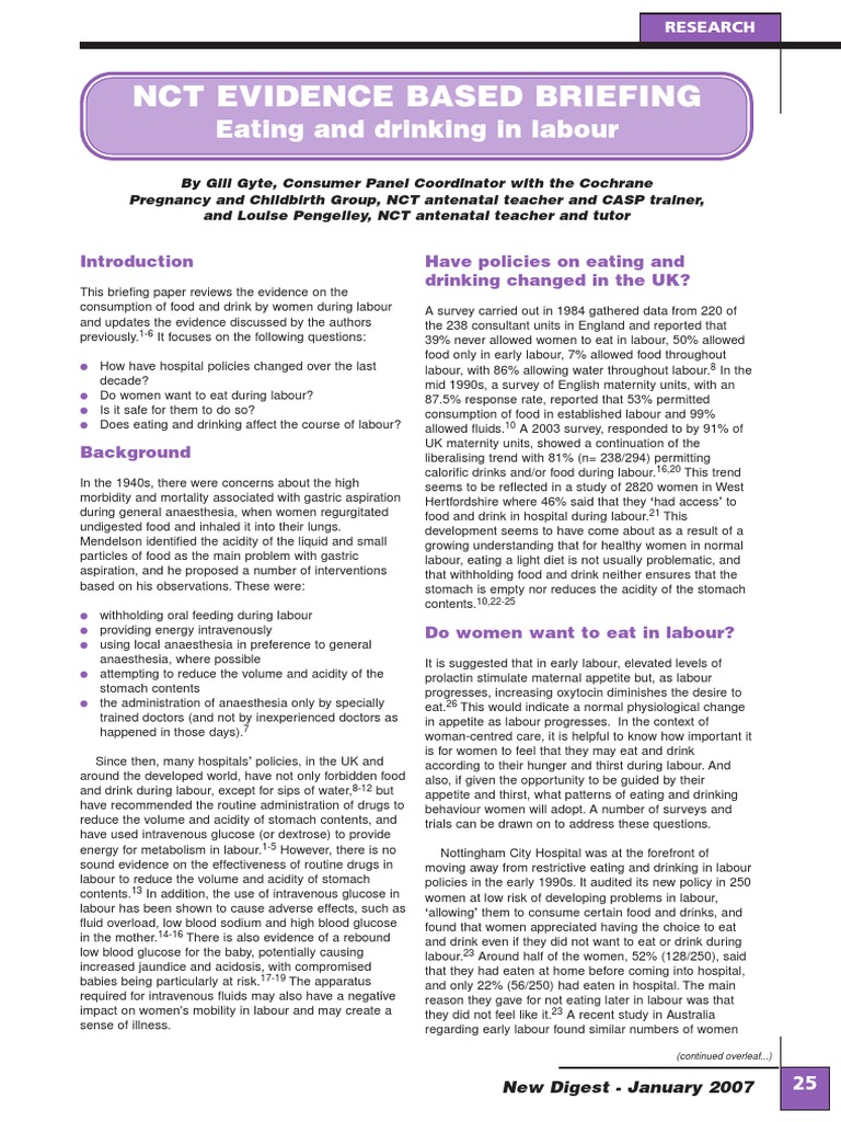 JI Eating and Drinking in Labour PDF Childbirth Caesarean