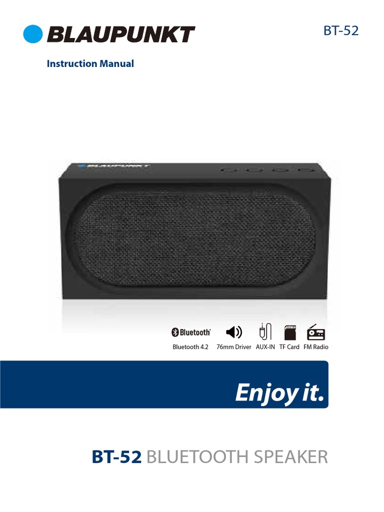 Bluetooth Speaker Instruction Manual PDF
