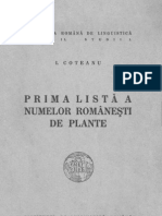 Prima listă a numelor româneşti de plante