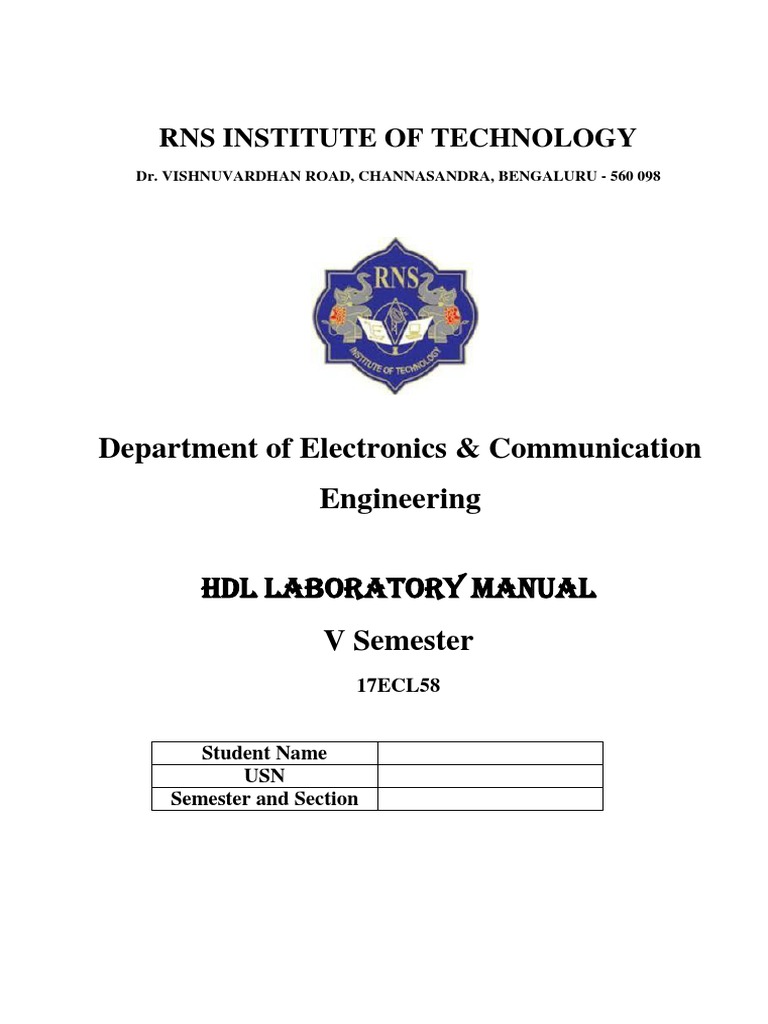 Verilog HDL Lab ODD 2019 20 LAB MANUAL PDF Hardware