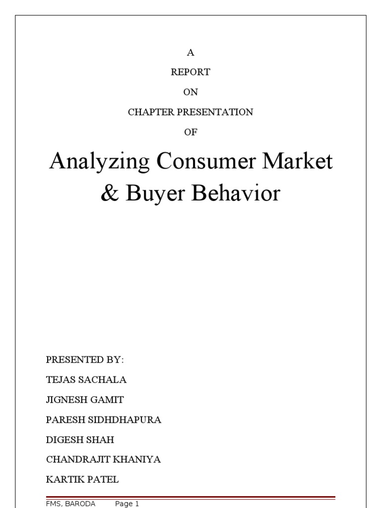 Analyzing Consumer Market Behavior | PDF | Consumer Behaviour | Motivation