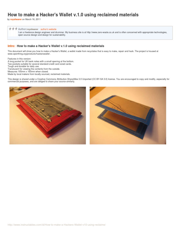 How To Make A Hacker's Wallet v.1.0 Using Reclaimed Materials | PDF