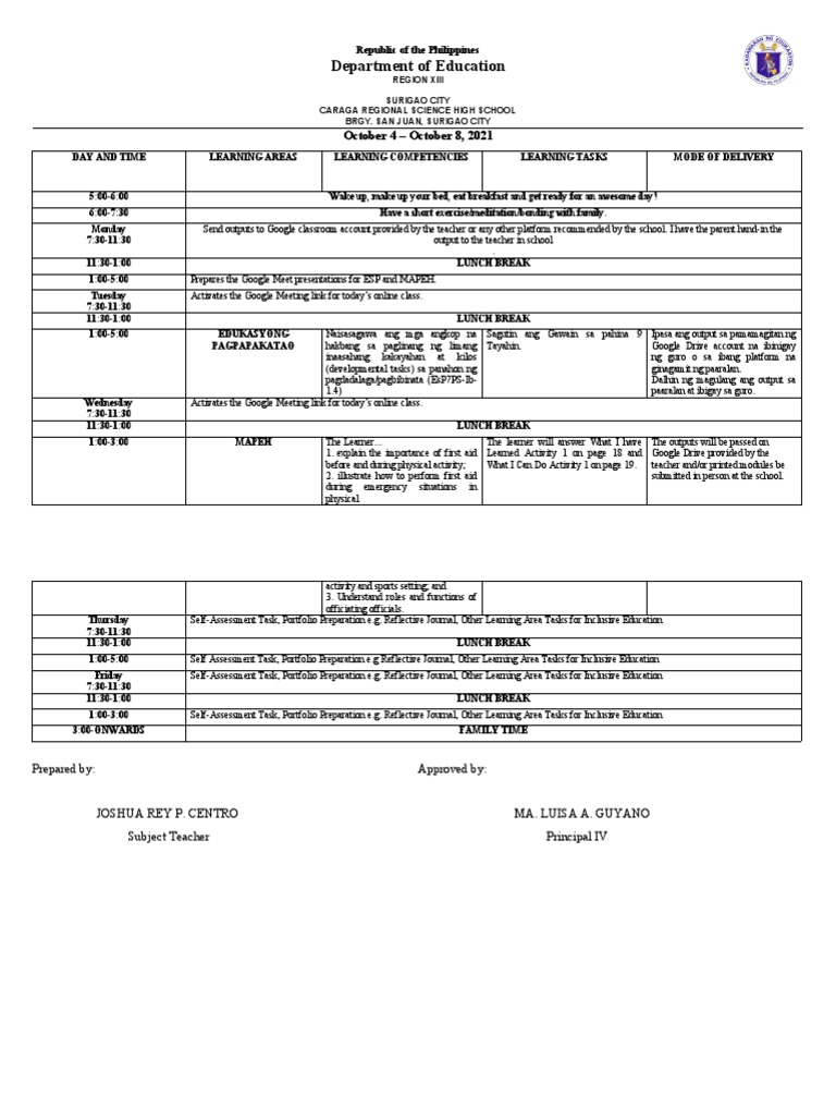 Weekly Home Learning Plan 3 | PDF | Inclusion (Education) | Human Nature