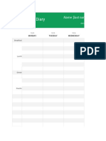 Weekly Food Diary Template