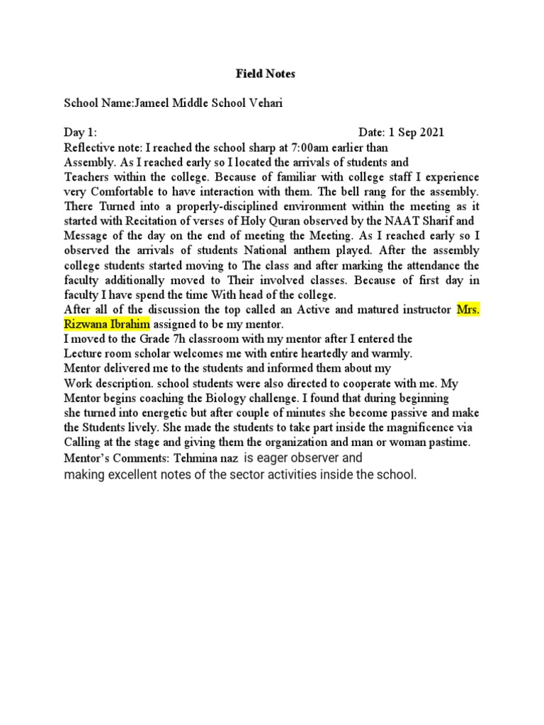 Field Notes: Is Eager Observer and Making Excellent Notes of The Sector ...