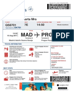 Boarding pass for Madrid to Prague flight