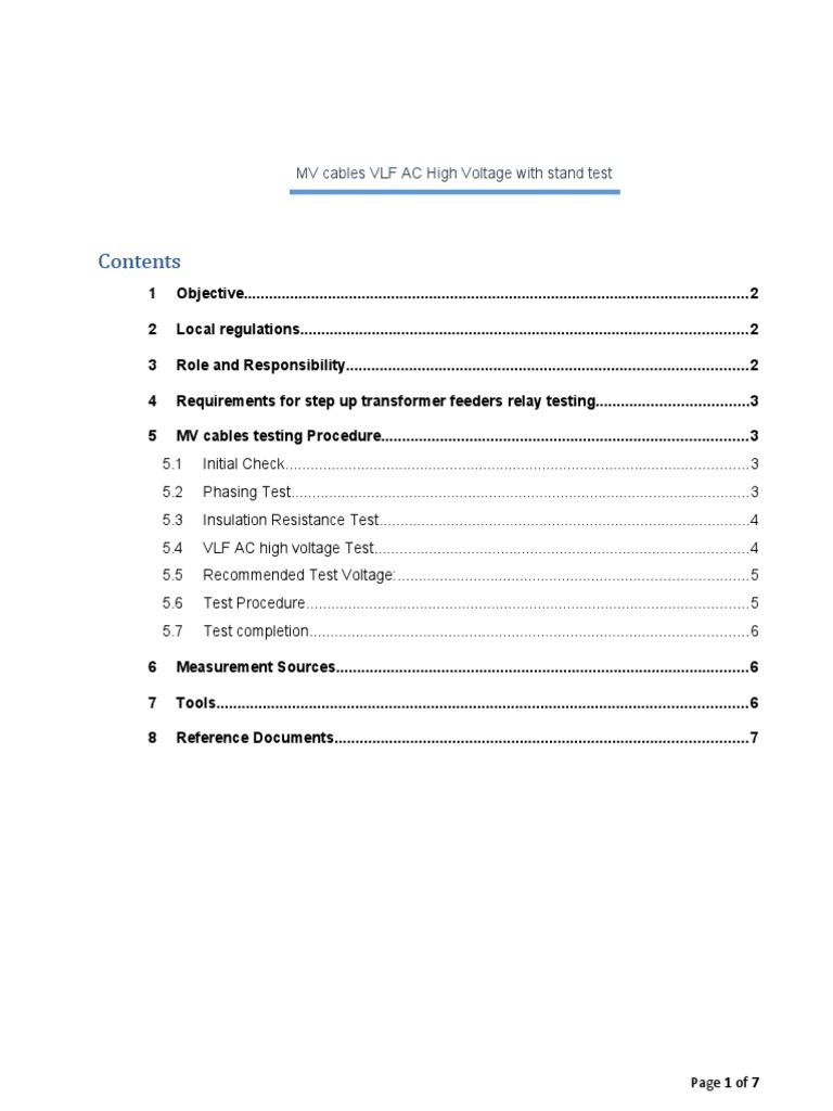 MV Cables VLF High Pot Test Draft | PDF | Alternating Current | High ...