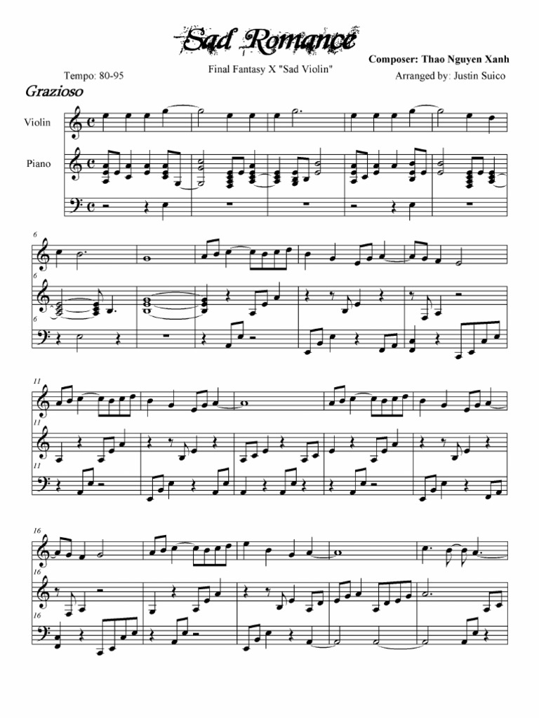 Thao Nguyen Xanh Sad Romance Violin Piano Thao Nguyen Xanh Sad Romance Violin Piano