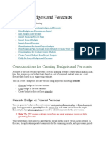 Considerations For Creating Budgets and Forecasts