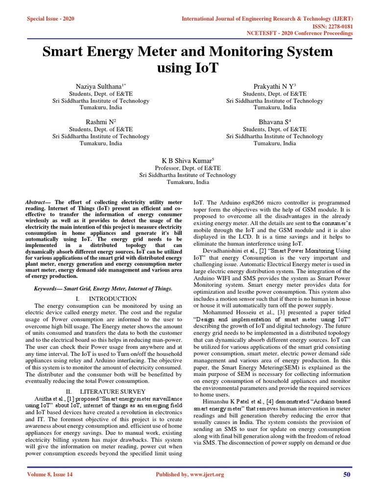 IoT-Based Smart Energy Meter System | PDF | Internet Of Things | Smart Grid