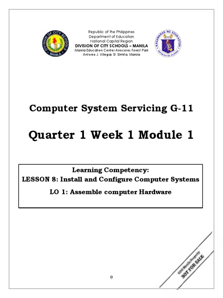 Quarter 1 Week 1 Module 1: Computer System Servicing G-11 | PDF ...