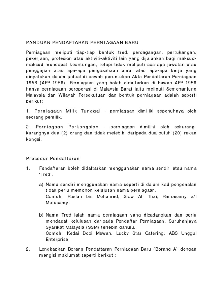 Panduan Pendaftaran Perniagaan Baru  PDF