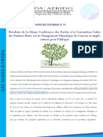 Résultats de La 16ème Conférence Des Parties À La Convention Cadre Des Nations Unies Sur Le Changement Climatique de Cancun Et Implications Pour L'afrique