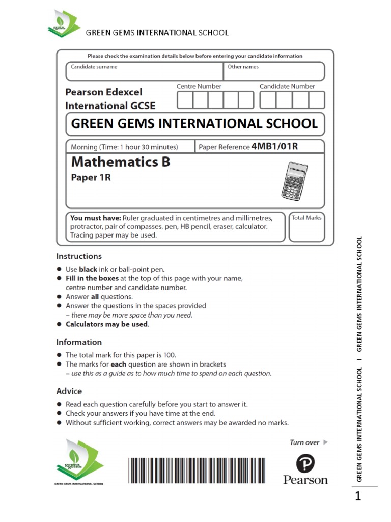 Front Page (Mathematics B P-1) | PDF | Science & Mathematics