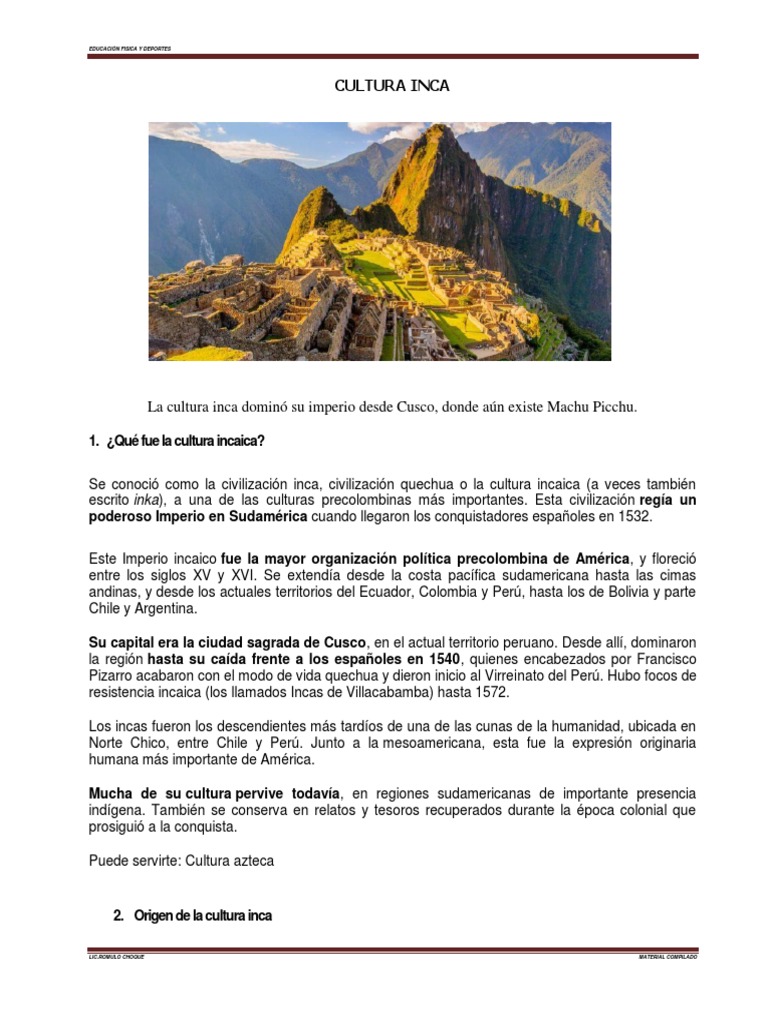 Cultura Inca | PDF | Imperio Inca | Perú
