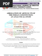 Abrogation of Article 370 of The Indian Constitution: An Analytical Study