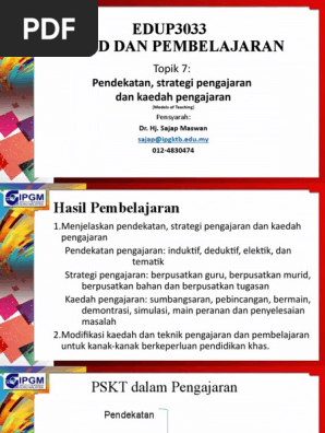 Topik 7 Pendekatan Strategi Pengajaran Dan Kaedah Pengajaran Pdf