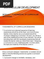 Curriculum Development: Module 7: Fundamental of Curriculum Designing