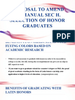 Proposal To Amend Uc Manual Sec H. Selection of Honor Graduates