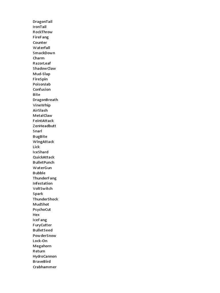 Pokemon GO Moves List | PDF