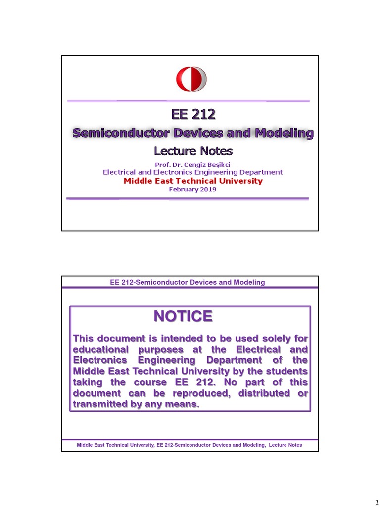 EE 212 Lecture Notes: Semiconductor Basics | PDF | Doping ...