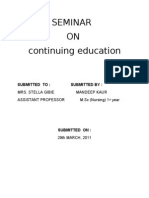 Seminar ON Continuing Education: Submitted To: Submitted by