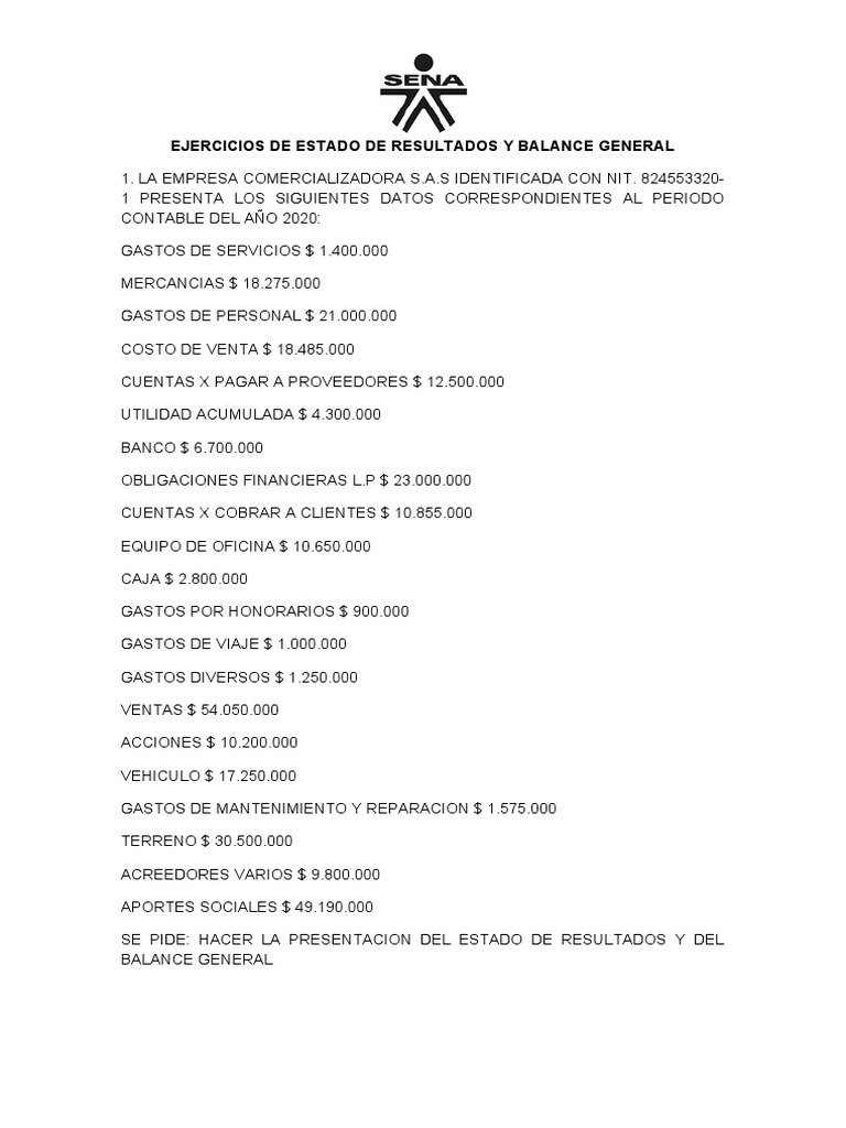 Ejercicios de Estado de Resultados | PDF | Estado de resultados ...