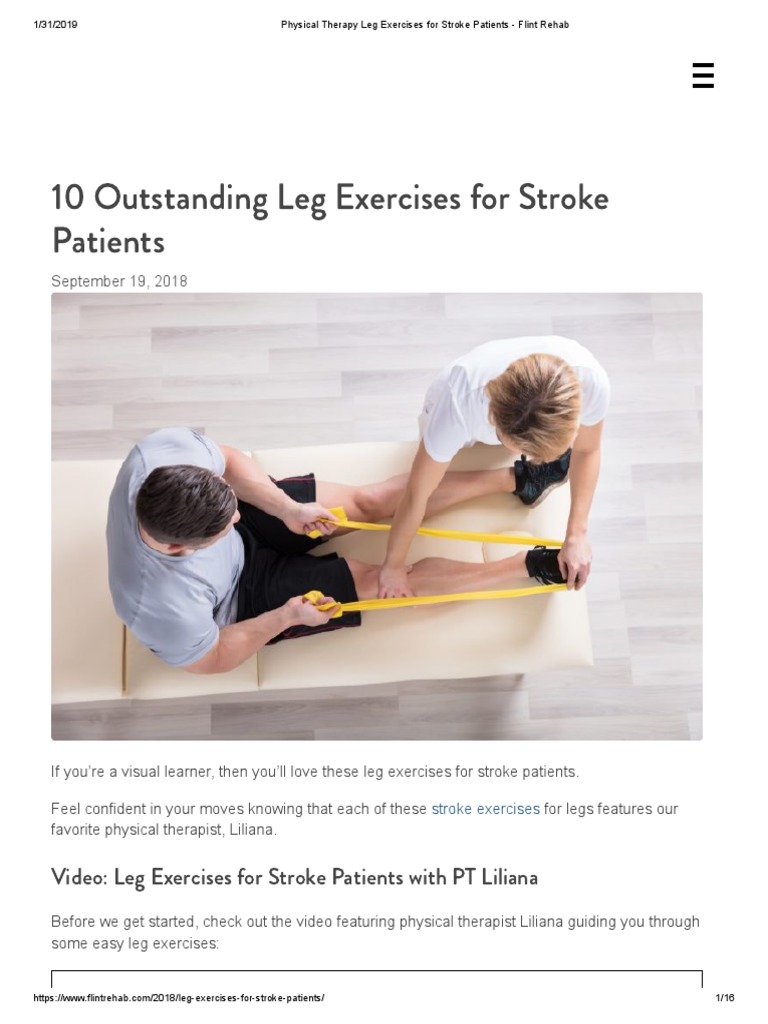 Physical Therapy Leg Exercises For Stroke Patients Flint Rehab PDF