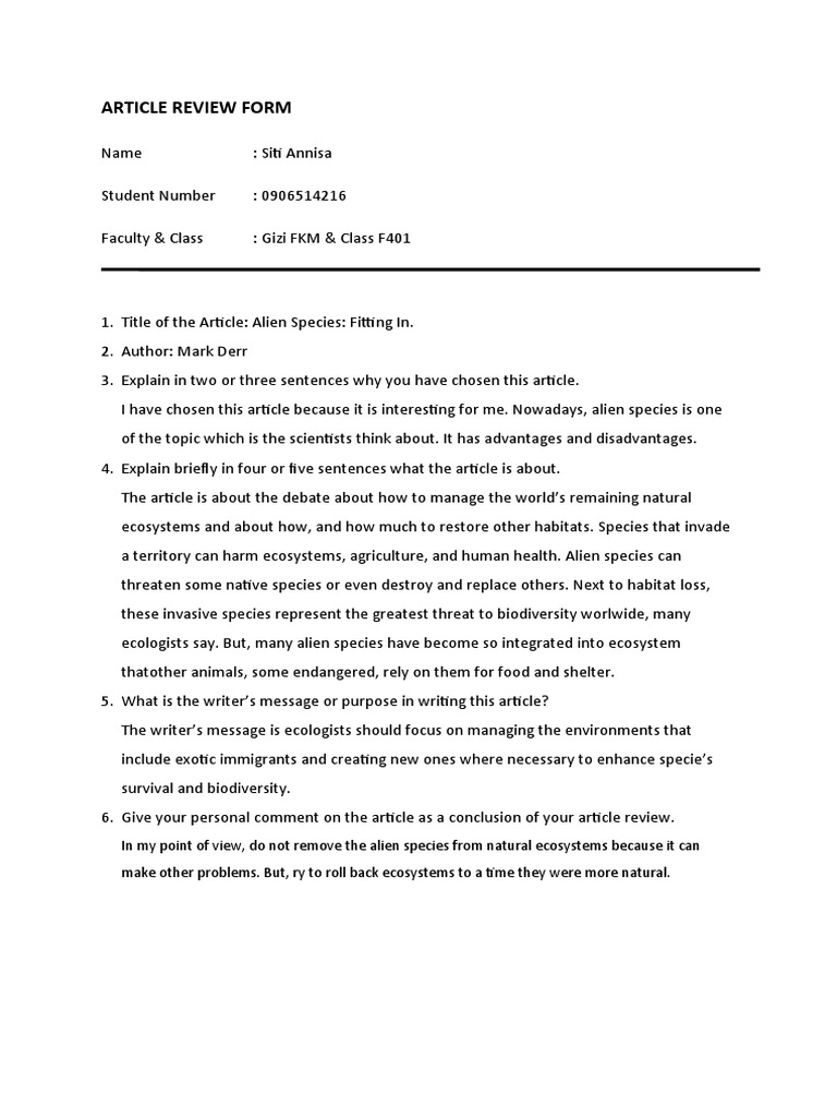 ARTICLE REVIEW FORM2 Cha | PDF