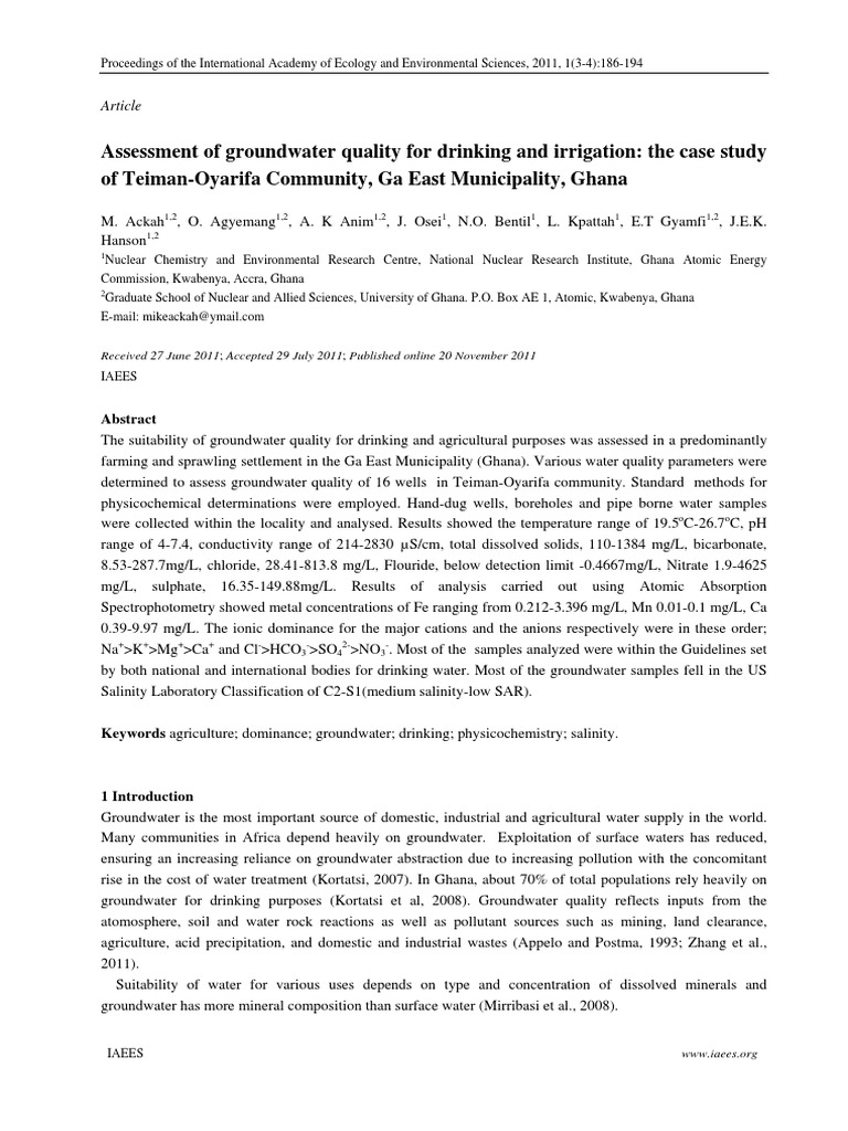 Groundwater Quality Assessment in Ghana | PDF | Water Pollution | Water