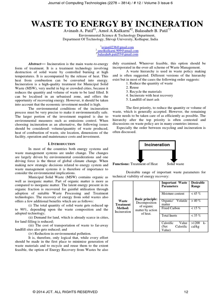 Waste To Energy by Incineration | PDF | Incineration | Waste