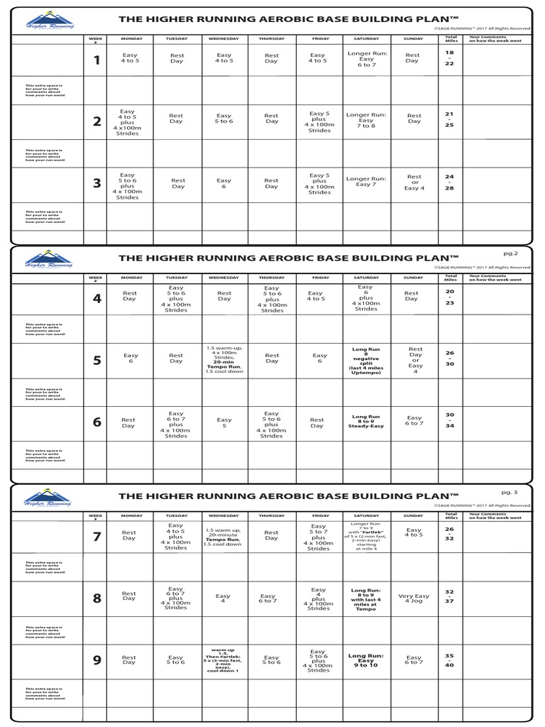 The Higher Running Aerobic Base Building Plan™ 1.5 WarmUp, 4 X 100m
