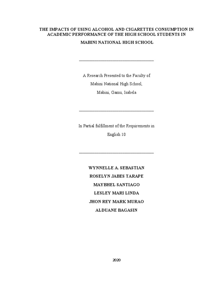 Alcohol and Cigarette Effects on Students | PDF | Alcoholism ...