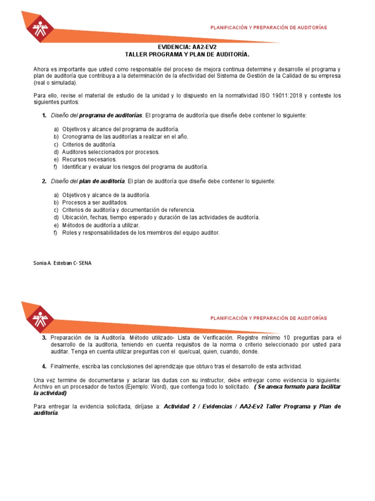 Taller Programa y Plan de Auditoria | PDF | Auditoría | Contralor
