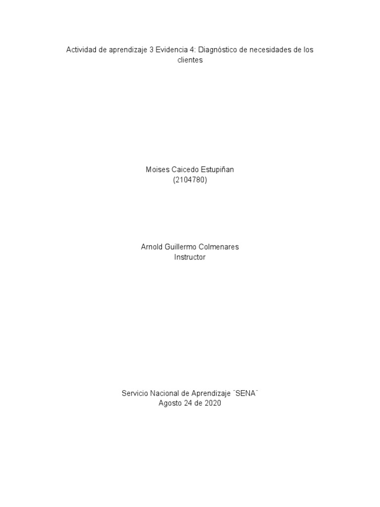 Evidencia 4 Diagnóstico de Necesidades de Los Clientes | PDF | Carne