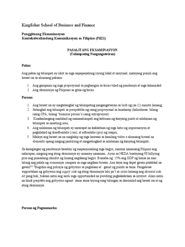 Midterm Exam Fil 21 | PDF