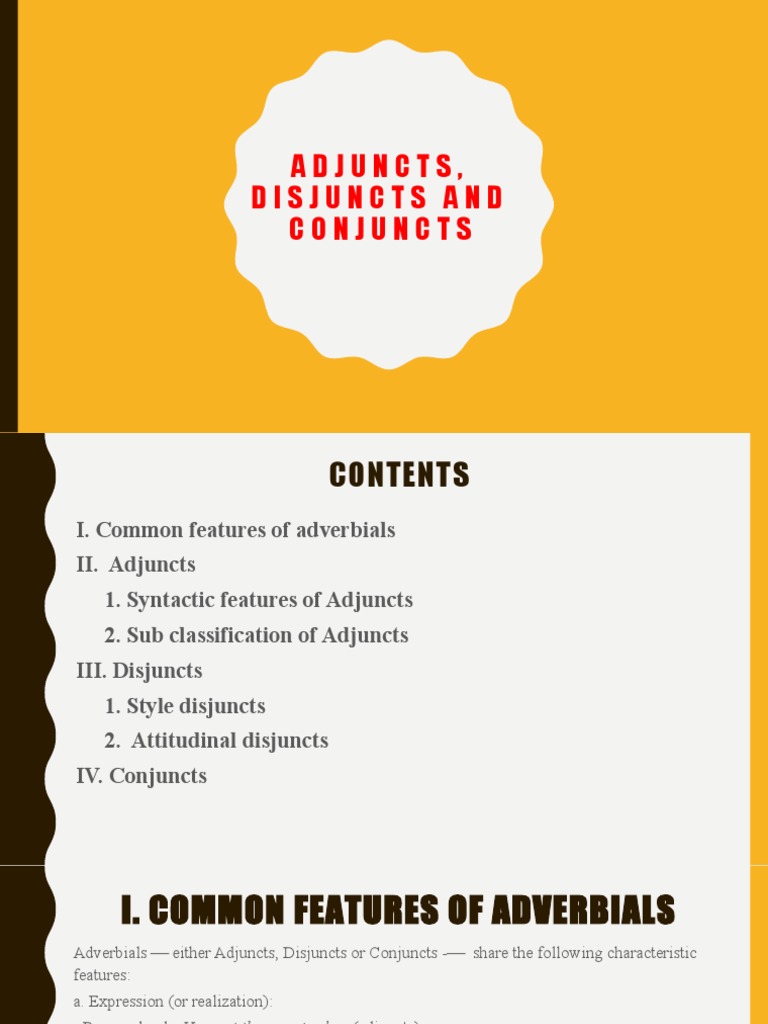 Understanding Adjuncts, Disjuncts, Conjuncts | PDF | Clause ...