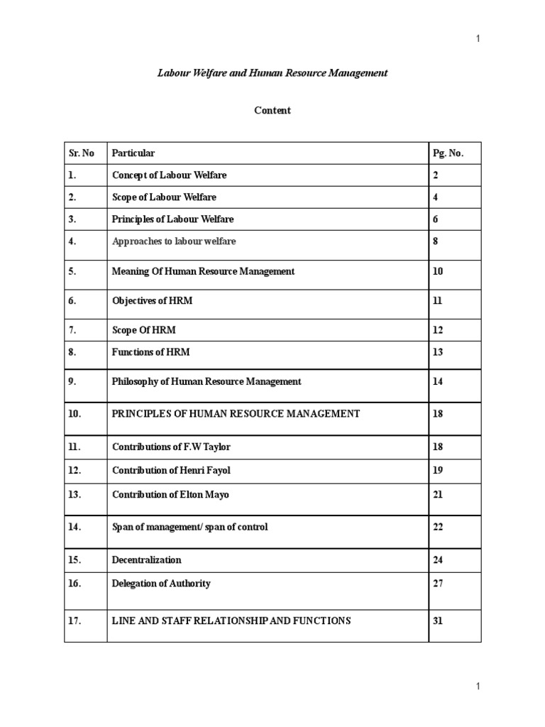Labour Welfare in HR Management | PDF | Human Resources | Human ...