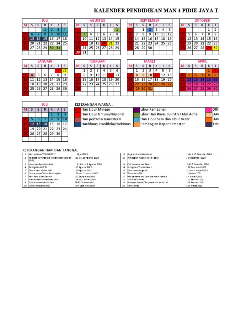 01.kalender Man 4 Pidie Jaya 2020-2021 | PDF