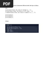 Task 1: Write A Program To Demonstrate Different Number Data Types in Python