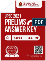 UPSC PRELIMS 2021 PAPER I (GS) ANSWER KEY