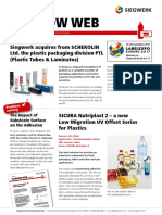Narrow Web: Siegwerk Acquires From SCHEKOLIN Ltd. The Plastic Packaging Division PTL (Plastic Tubes & Laminates)