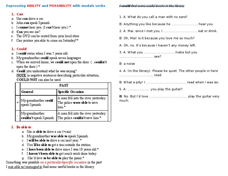 Can Could Be Able To Language Mechanics Languages